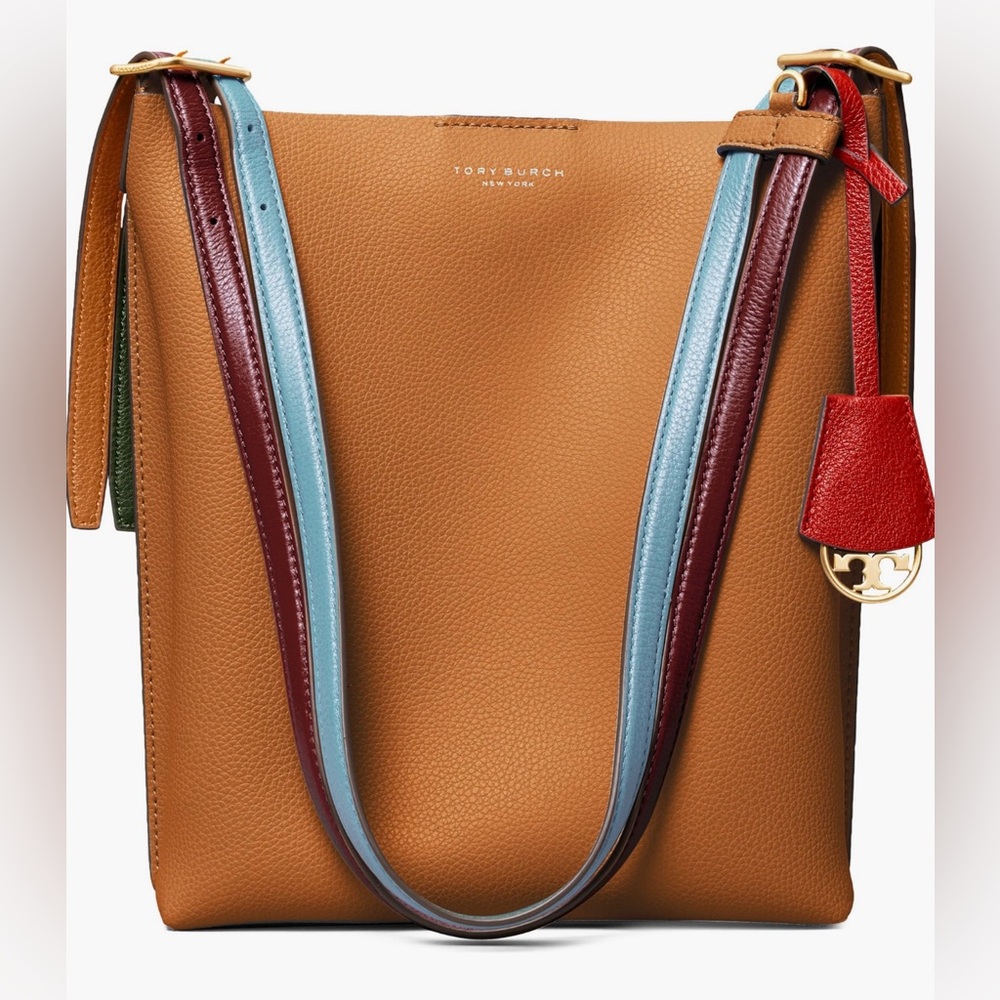 NWT. Tory Burch Perry Leather Bucket Bag, Light Umber, OS